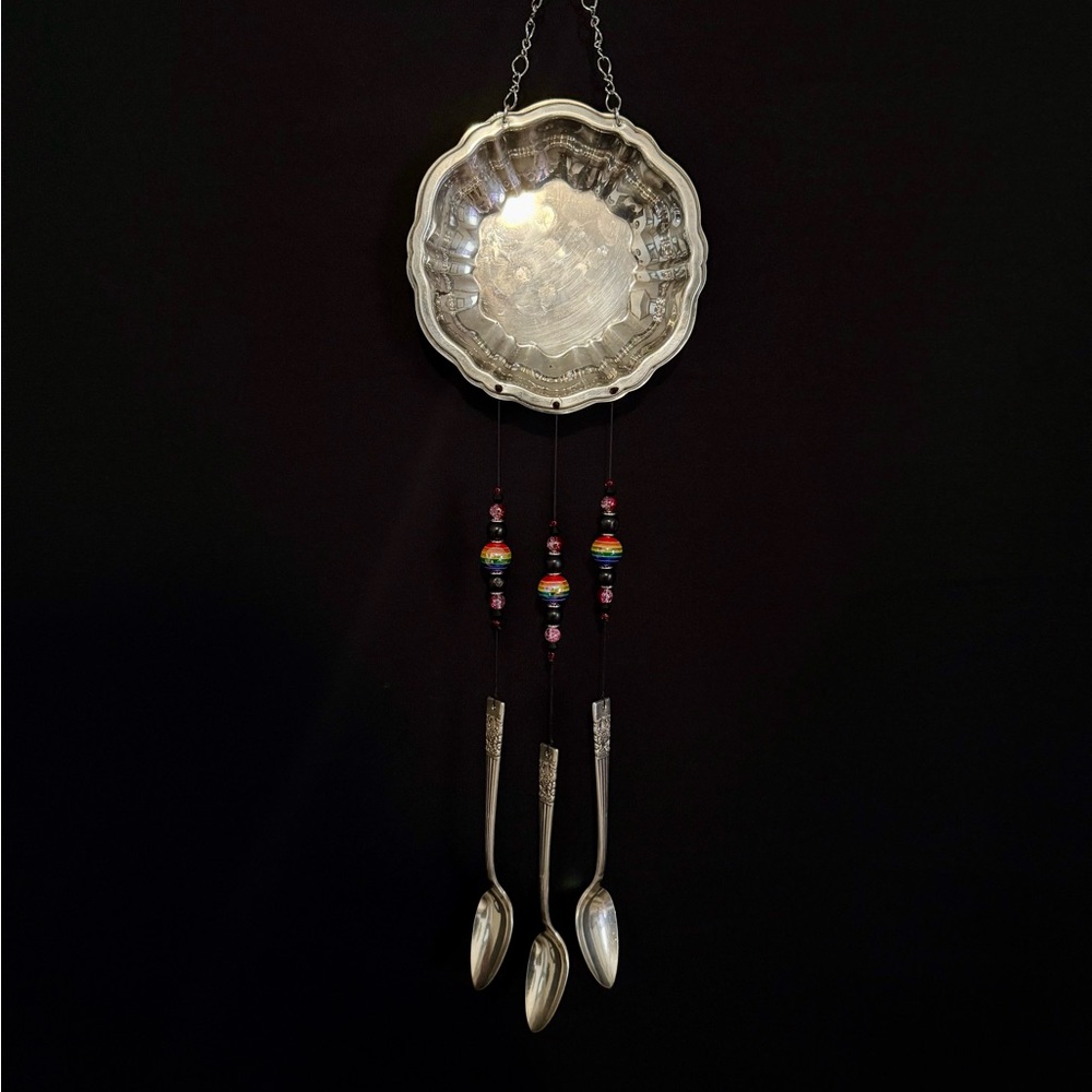 Silver Wind Chime with Colorful Beads